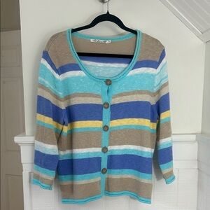 Lulu-B Cotton Striped Cardigan Sweater size women’s large
